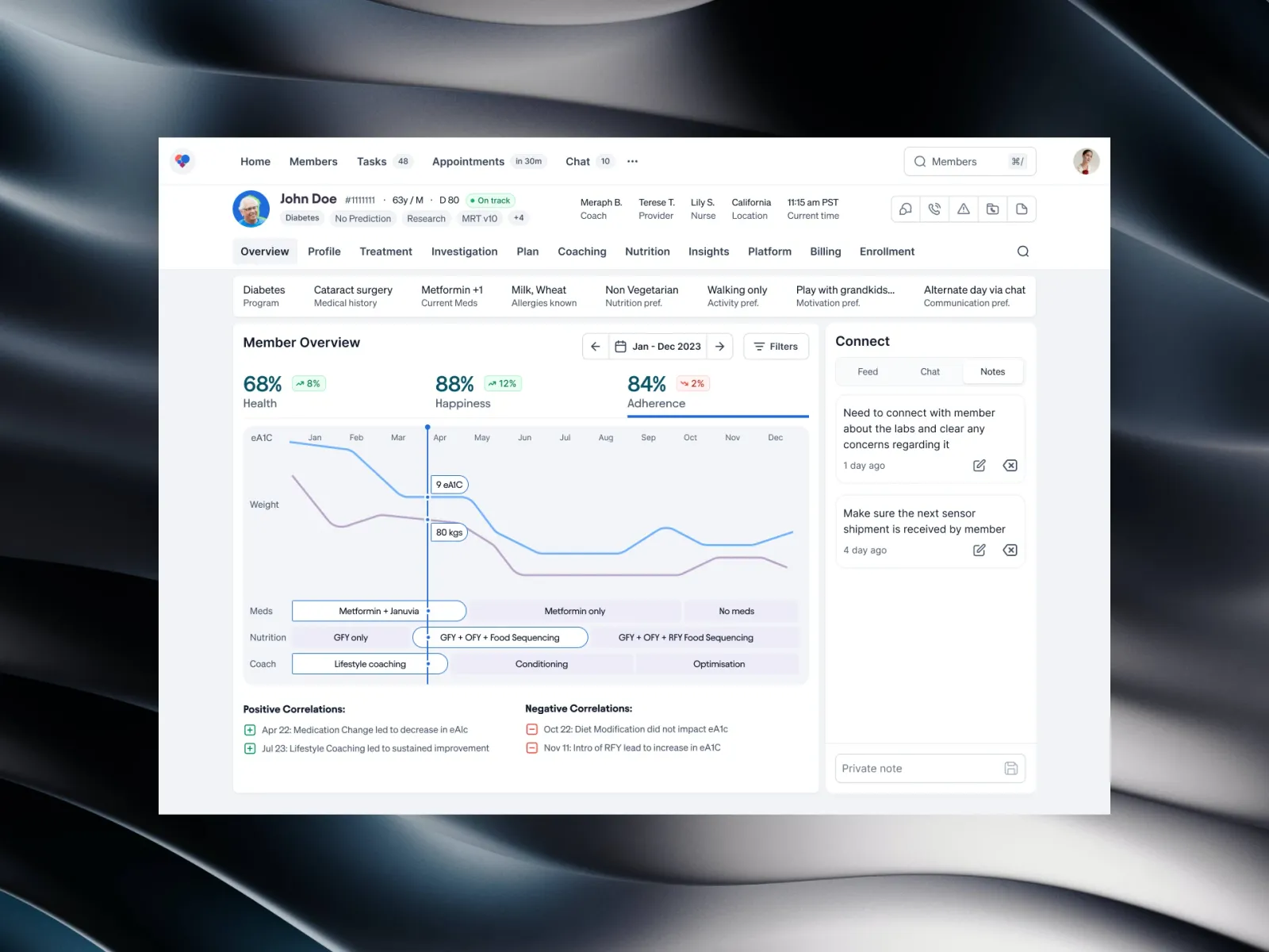 AI patient profile dashboard, screen 12