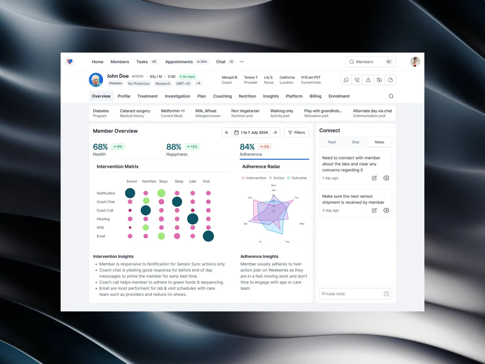 AI patient profile dashboard, screen 6