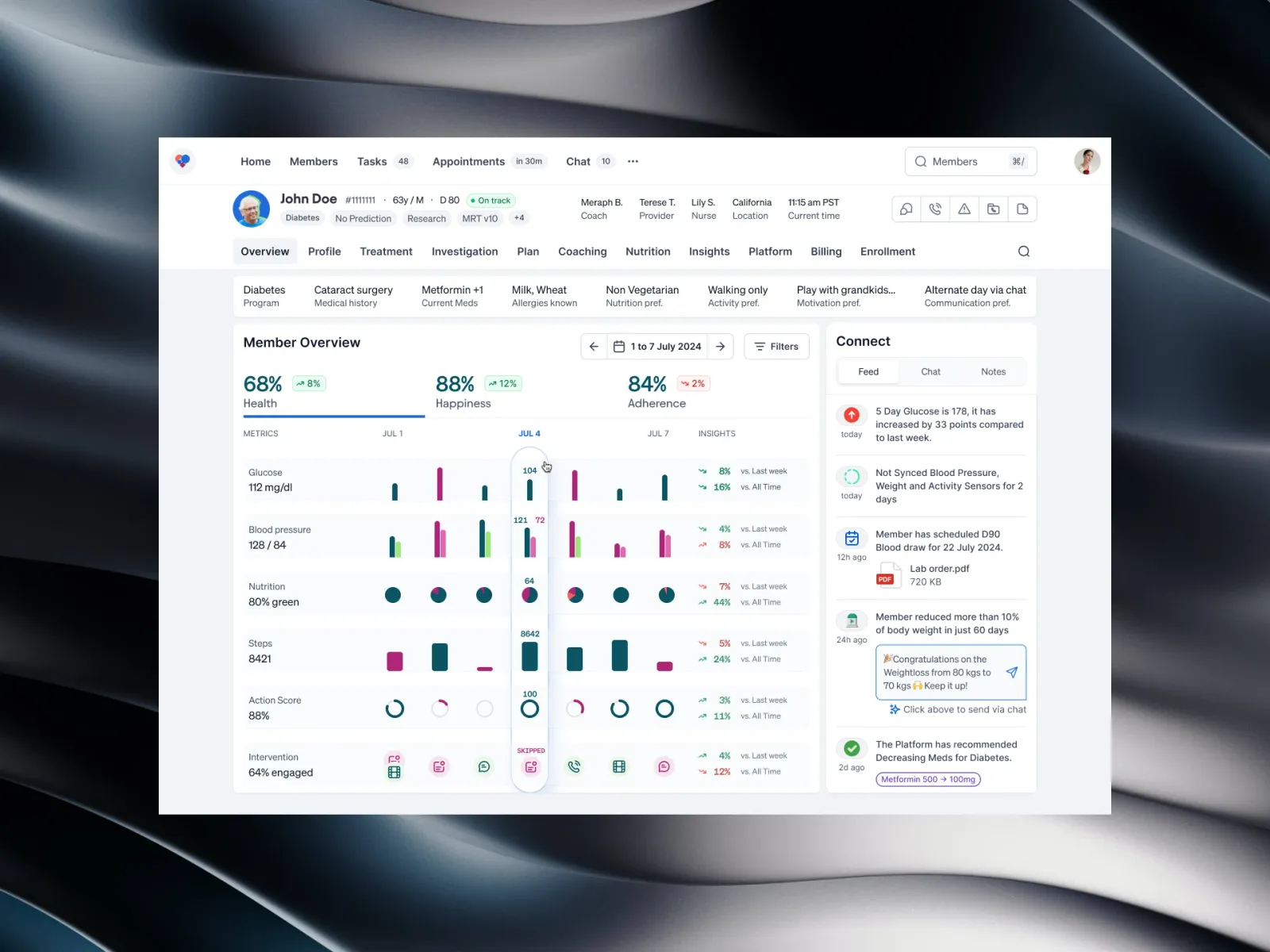 AI patient profile dashboard, screen 10