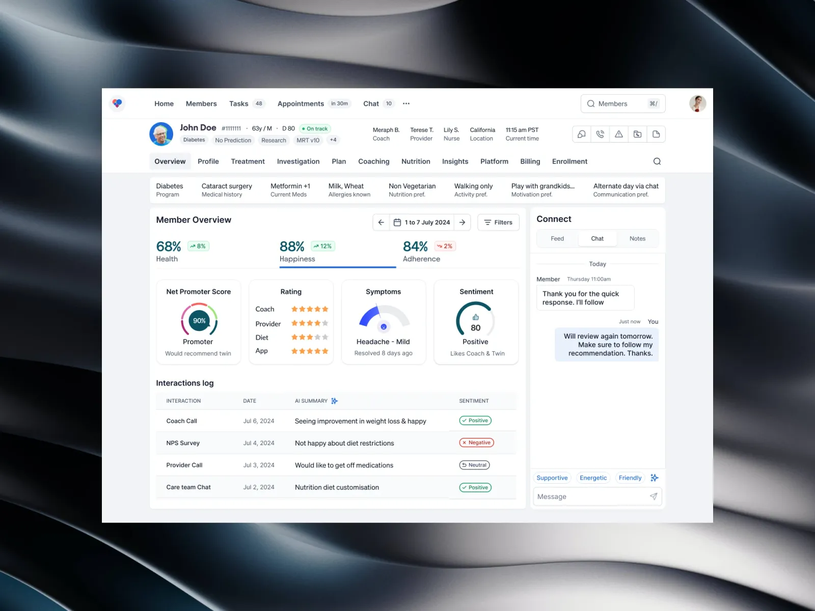 AI patient profile dashboard, screen 11