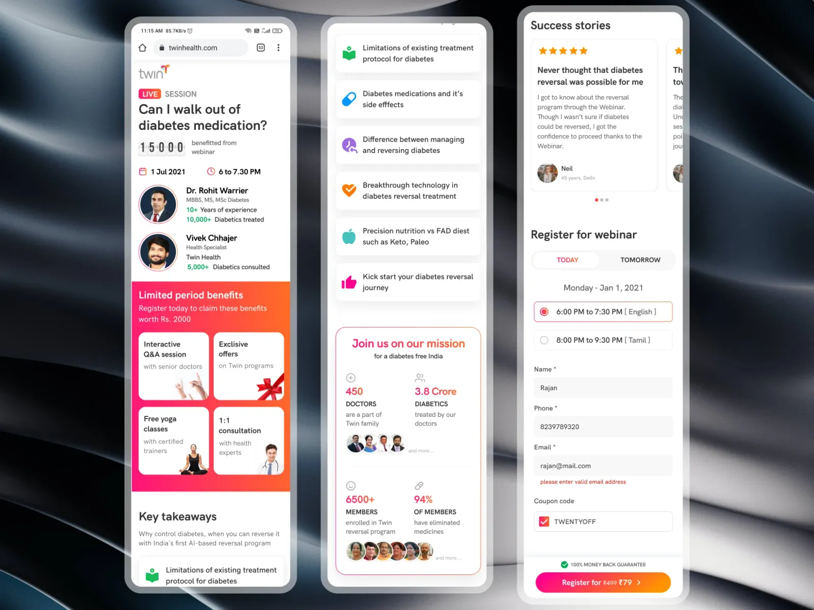Doctor landing page, screen 5