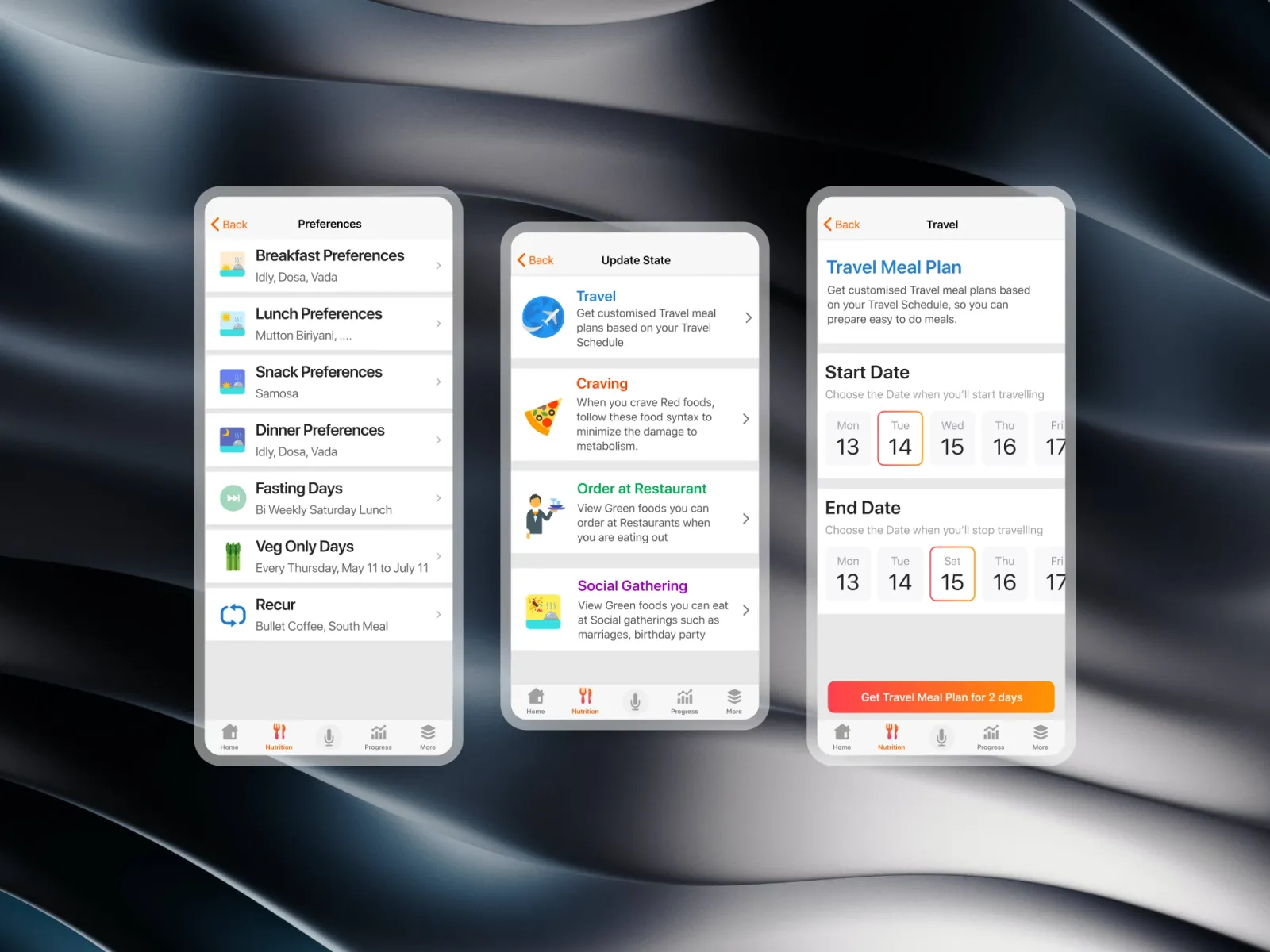 Mobile Nutrition flows, screen 6