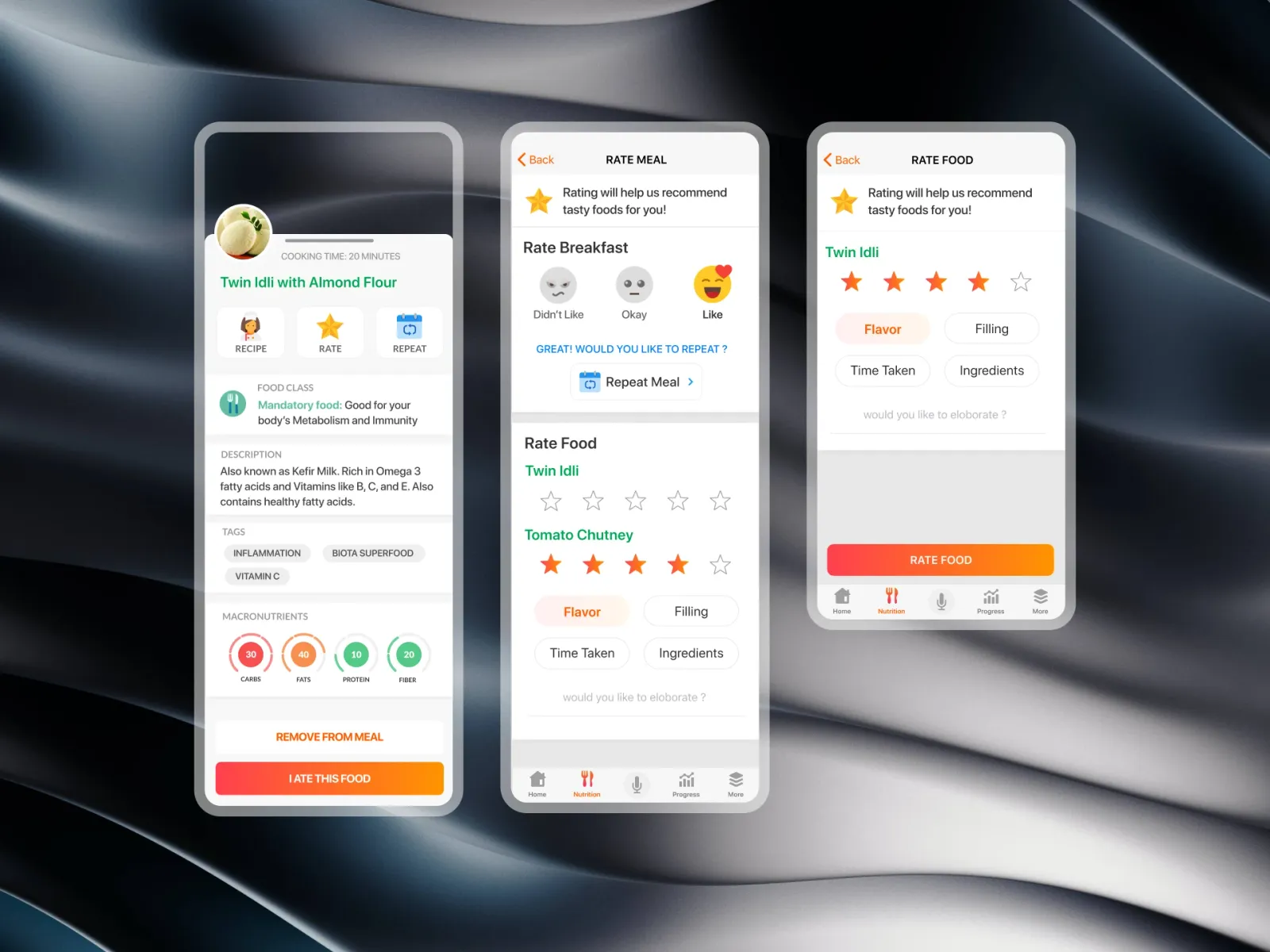 Mobile Nutrition flows, screen 7