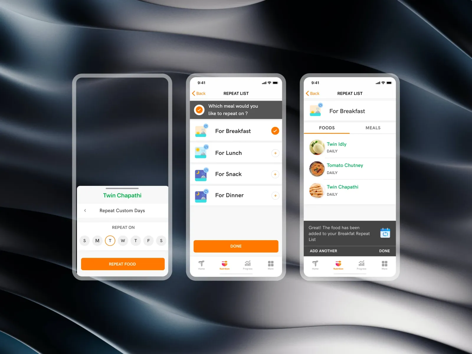 Mobile Nutrition flows, screen 12