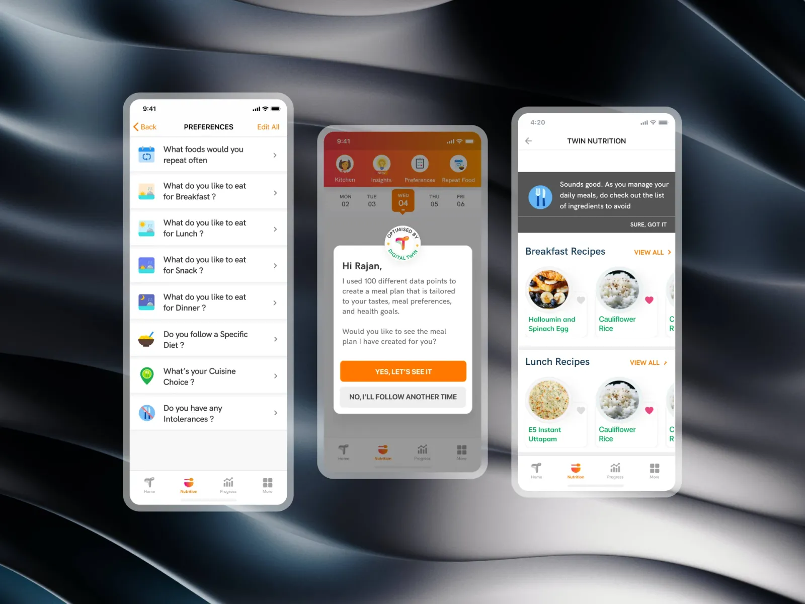 Structured Meal Cards