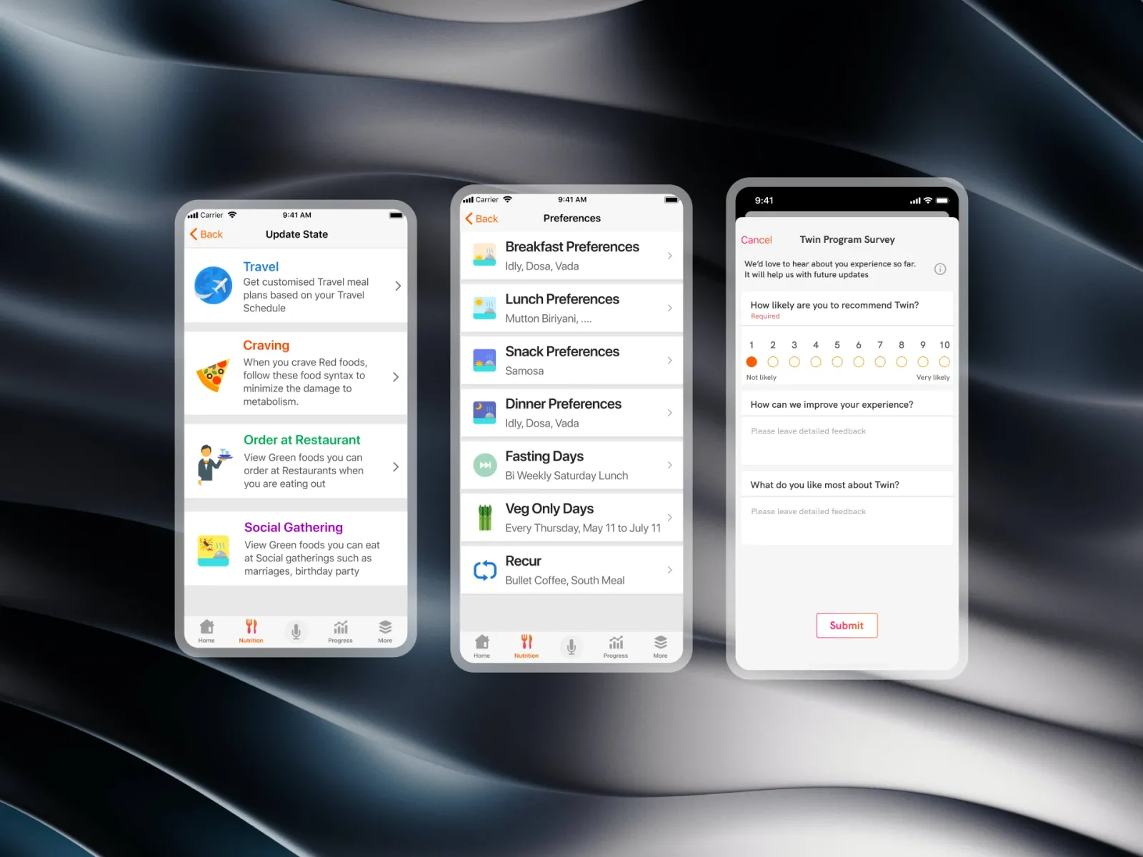 Mobile Nutrition flows, screen 16