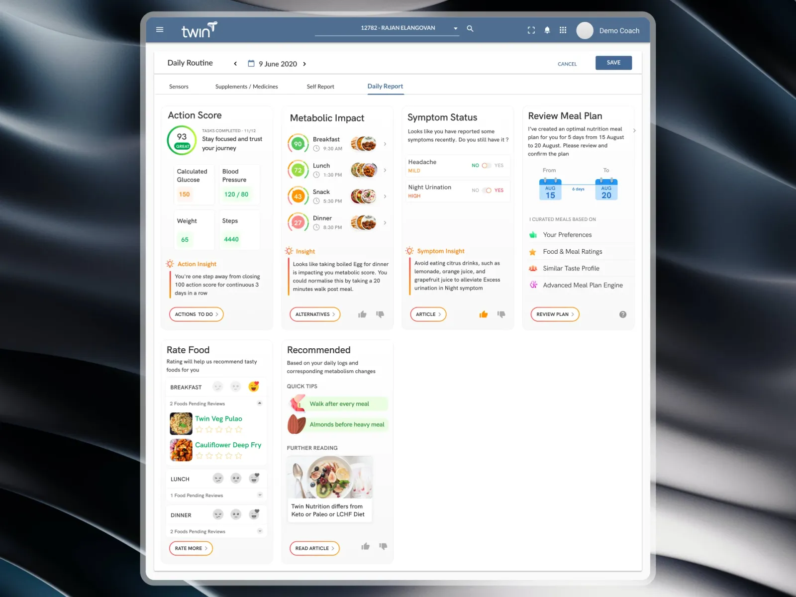 Nutritionist Webapp, screen 6