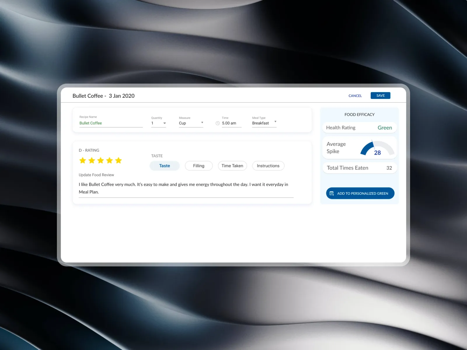 Nutritionist Webapp, screen 18