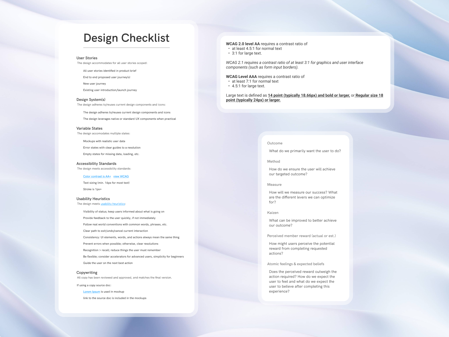Design Verification Checklist and Usability Heuristics